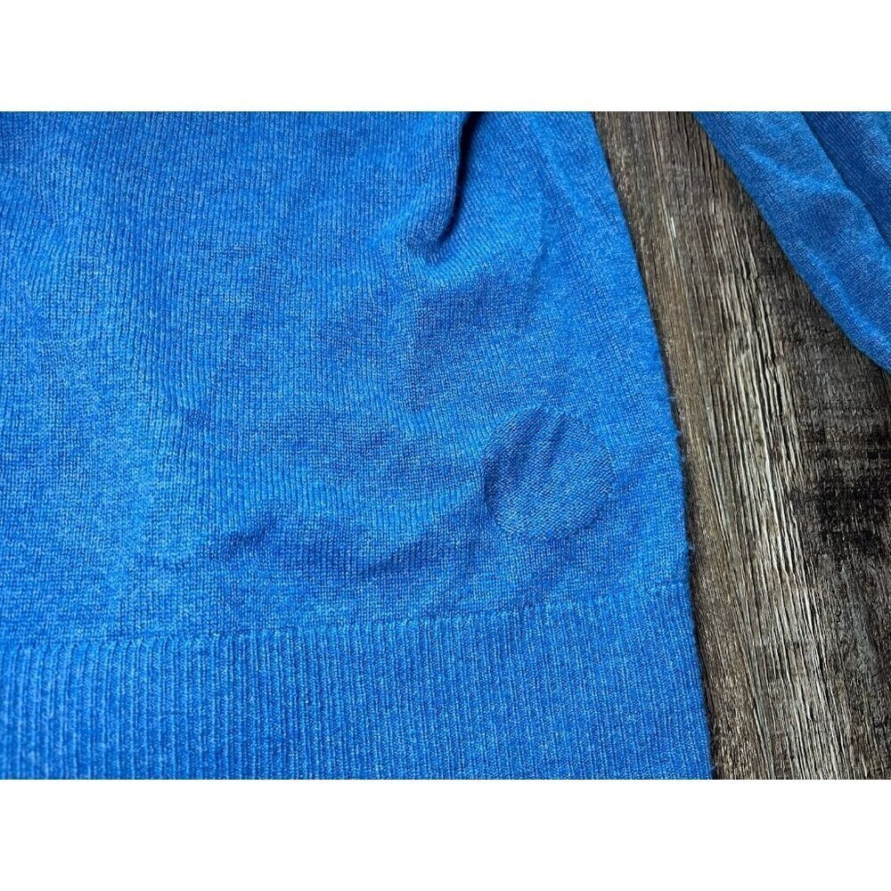AKRIS Punto Virgin Wool Cashmere Cardigan Sweater in Blue Denim Size 8 - Picture 7 of 10